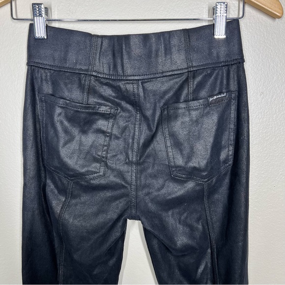 7 for all Mankind Black Faux Leather Pull On Leggings Pants Ankle Zipper - Picture 5 of 9